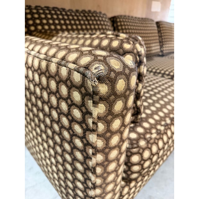 Mid Century Modern Mod Circles Print Plinth Base Sofa For Sale - Image 11 of 12