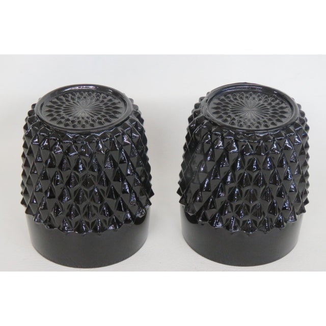 Indiana Glass Company Indiana Glass Tiara Pair of 2 Glasses Cameo Black Diamond Point Tumblers 4953b For Sale - Image 4 of 9