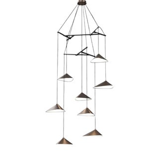 Emily V8 Vertical Pendant Light in Steel with Dark Bronze Finish by Moss Objects For Sale
