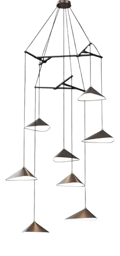 Emily V8 Vertical Pendant Light in Steel with Dark Bronze Finish by Moss Objects