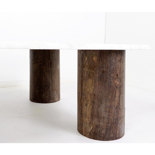 Belgian Coffee Table in Marble and Teak Wood For Sale - Image 9 of 12