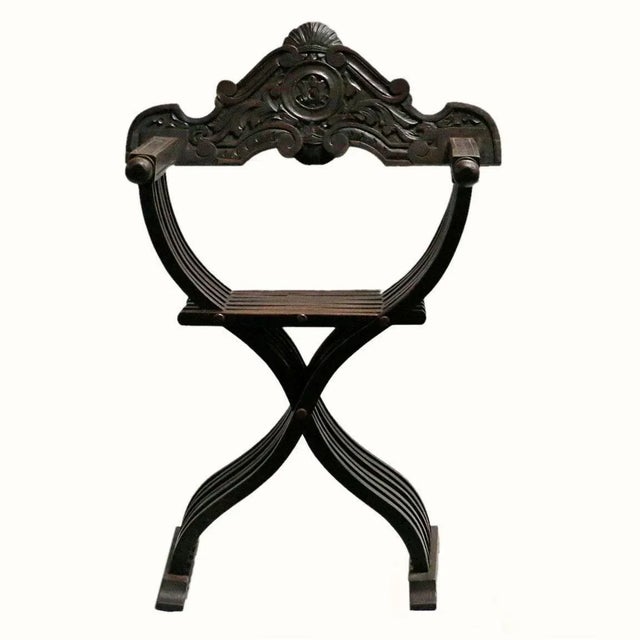 Renaissance Armchairs Antique Italian Hand Carved - Set of Three For Sale - Image 3 of 5