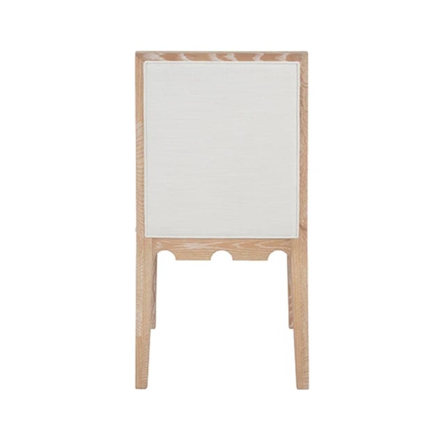 Matthew Izzo Home Lanister Cerused Oak Square Back Dining Chair With Performance Linen Upholstery For Sale In New York - Image 6 of 7