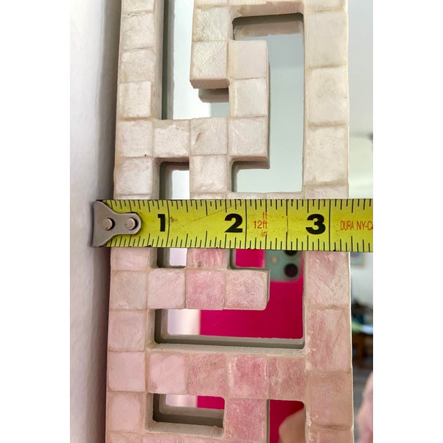 Neiman Marcus Vintage Capiz Shell Fretwork Wall Mirror For Sale - Image 11 of 12