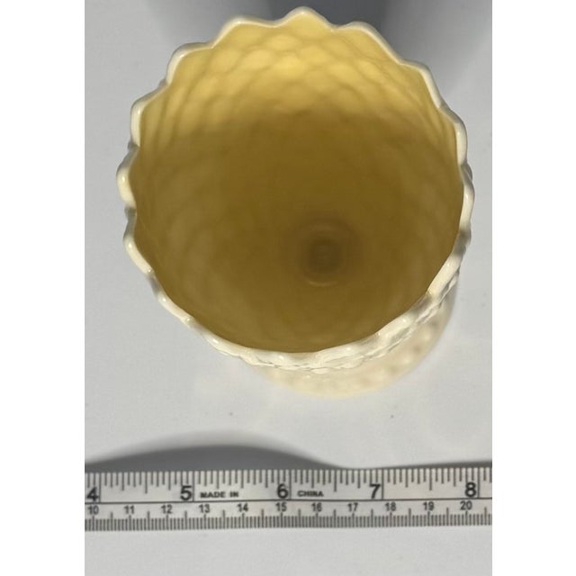 Vintage Belleek Ireland Porcelain Pineapple Vase – Parian China, Cream Ivory, Footed For Sale In Houston - Image 6 of 8