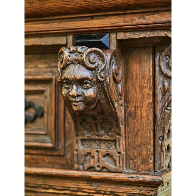 Wood Flemish Renaissance Oak Cabinet with Carvings For Sale - Image 7 of 12