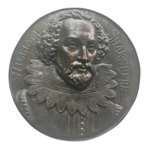 Antique Classical Bronze Portrait Plaque William Shakespeare High Relief C1900