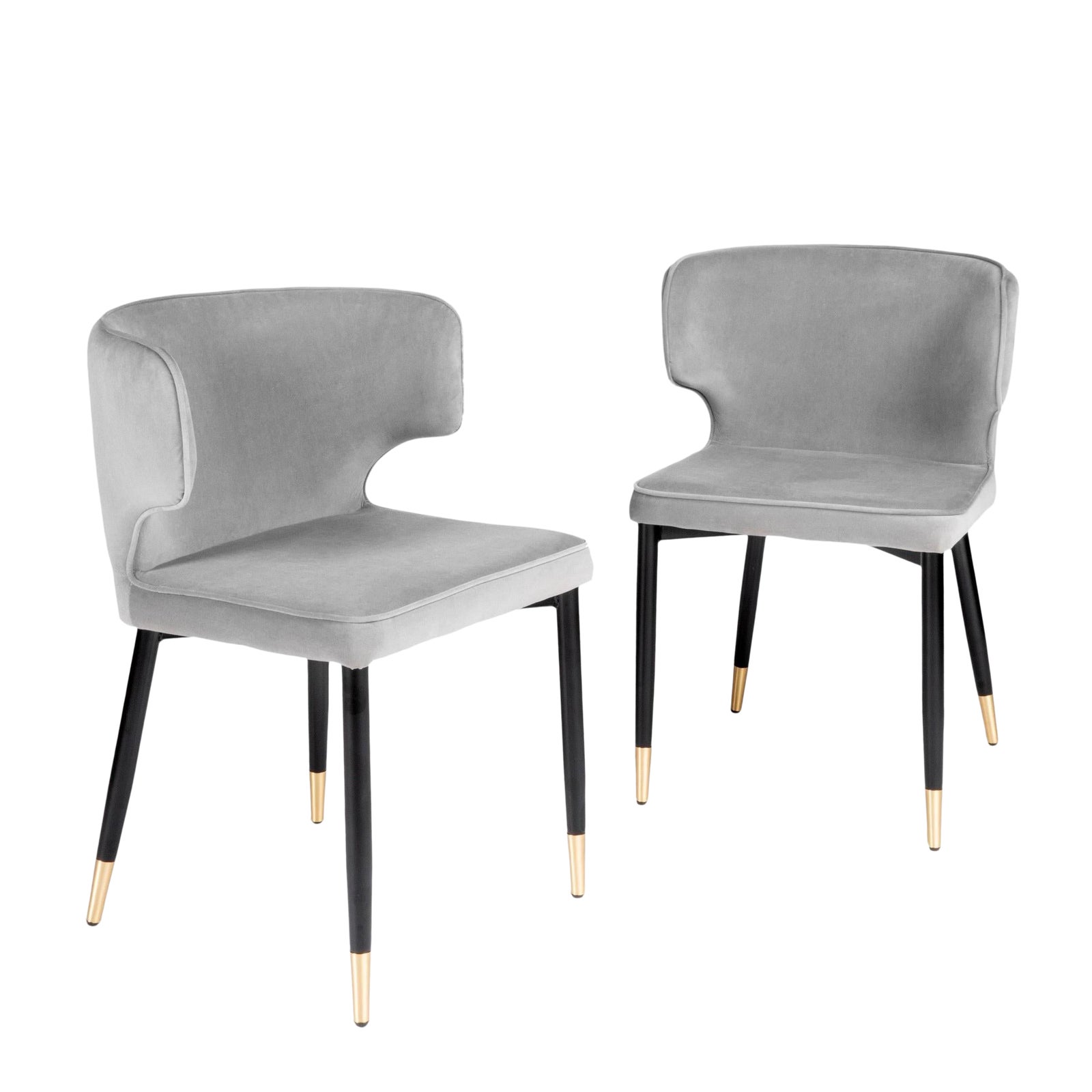 Contemporary Kayla Upholstered Dining Chairs In Gray Velvet A Pair Chairish