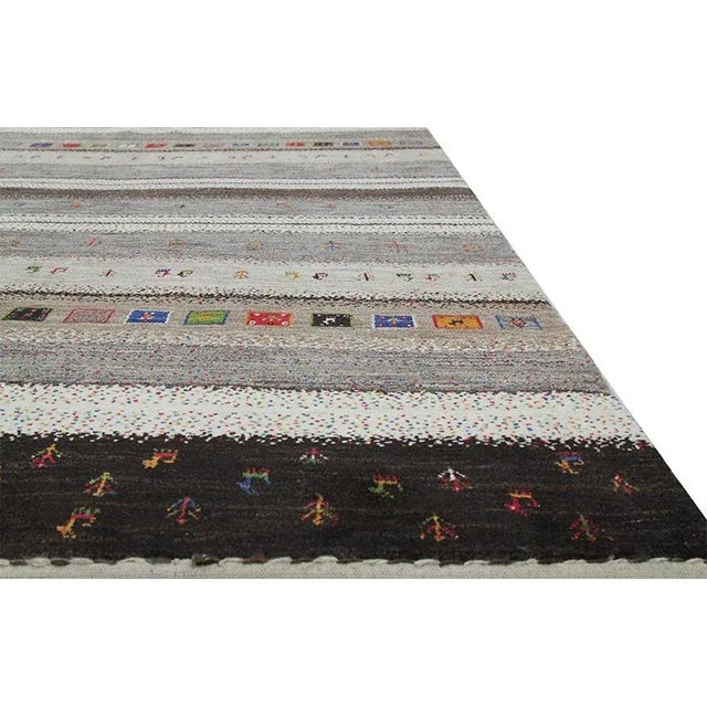 Beige Handwoven Traditional Persian Gabbeh Tribal Rug 5'9" X 7'10" For Sale - Image 8 of 10