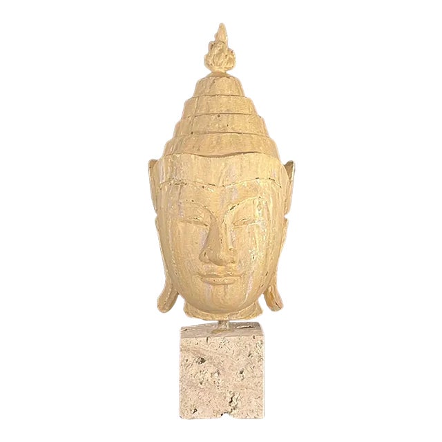 Hand Carved Oriental Shan Style Buddha Head For Sale