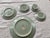 Rare celadon colored and hand applied platinum banded /trim Limoges 5-piece place settings in pattern William Celadon by...