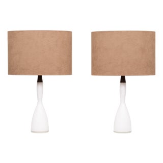 Opaline Glass Table Lamps by Jacob Bang for Kastrup, Denmark, 1960s, Set of 2 For Sale