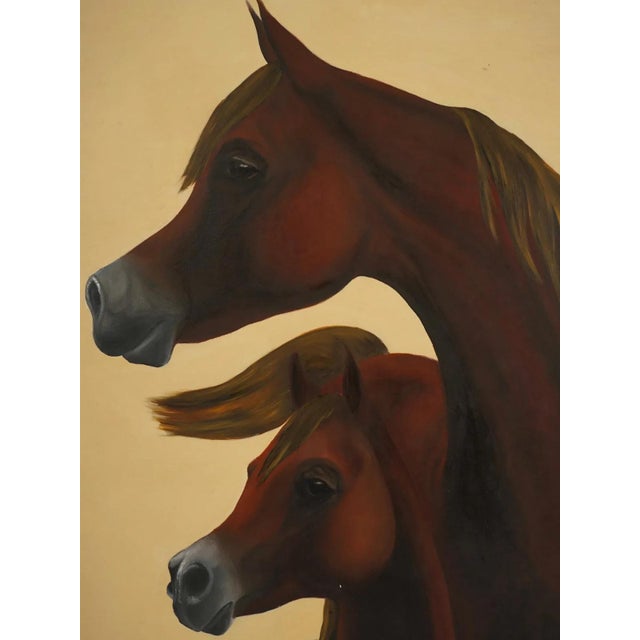 Mid-Century Modern Mid Century Modern Oil Painting of Two Arabian Horses For Sale - Image 3 of 4
