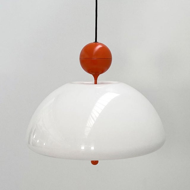 Martinelli Luce Orange Saliscendi Pendant Light attributed to Elio Martinelli for Martinelli Luce, 1970s For Sale - Image 4 of 7