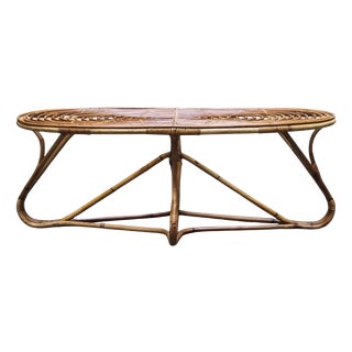 Wowen Rattan Coffee Table attributed to Tito Agnoli, Italy, 1960s For Sale
