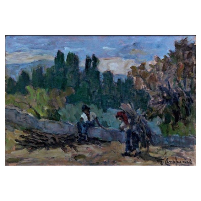 Giuseppe Comparini, Wood Harvest, 1969, Oil on Canvas For Sale