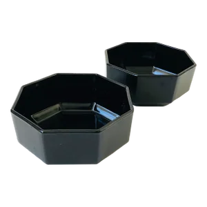 Pair of Vintage Black Octagon Snack Bowls by Arcoroc France