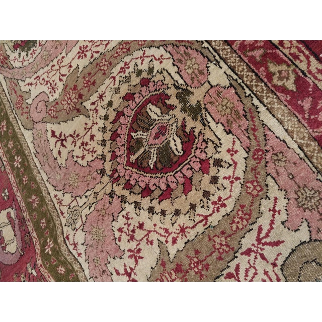 Textile Antique Indian Agra Carpet, Hunting Rugs, Oriental Rugs, Red, Gold, Ivory, Brown For Sale - Image 7 of 11