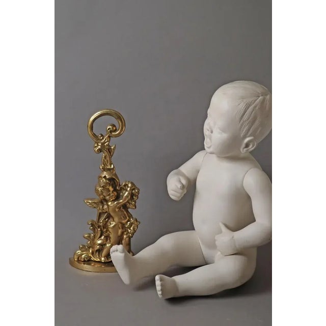 Metal Hollywood Regency Door Stop Angel in Brass, 1980s For Sale - Image 7 of 8