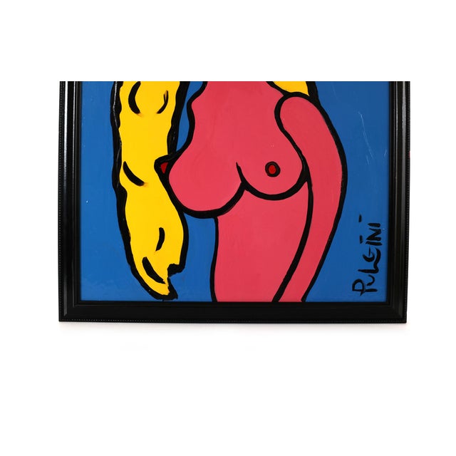 1990s Thomas Pulgini Blue Girl Pop Art Oil Painting For Sale - Image 5 of 7