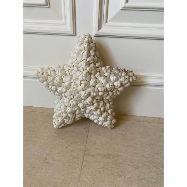 White Vintage 1980’s Very Large Seashell Encrusted Star For Sale - Image 8 of 9