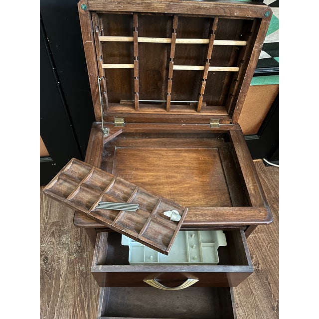 Antique Art Deco Sewing Spool Chest For Sale - Image 4 of 9