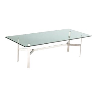 Rectangular 1970's Polished Steel Base Coffee Table For Sale
