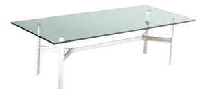 Rectangular Nickel and Glass Coffee Table