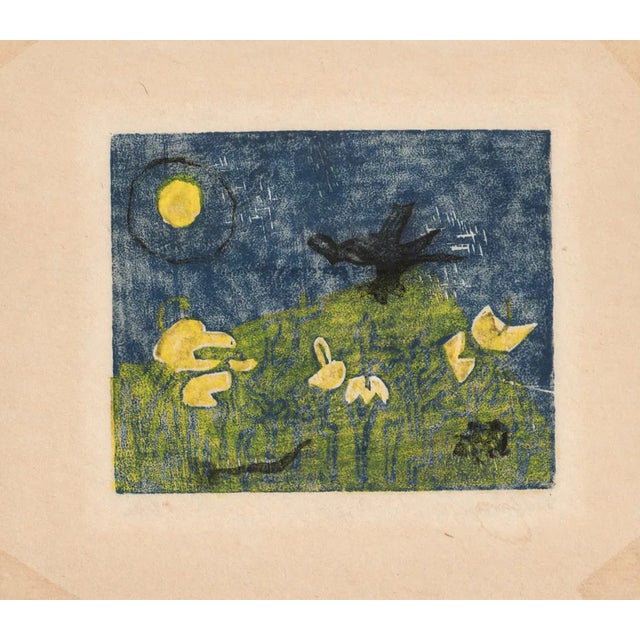 1960s Anne Veis Fullmoon Woodcut For Sale - Image 4 of 5
