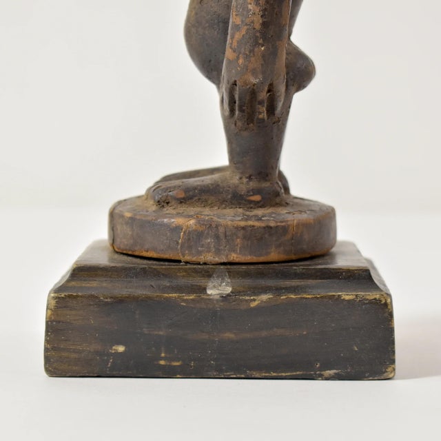 Early 20th Century Early 20th Century Yoruba Ibeji Female Miniature Figure 10 Inch on Base Nigeria For Sale - Image 5 of 9