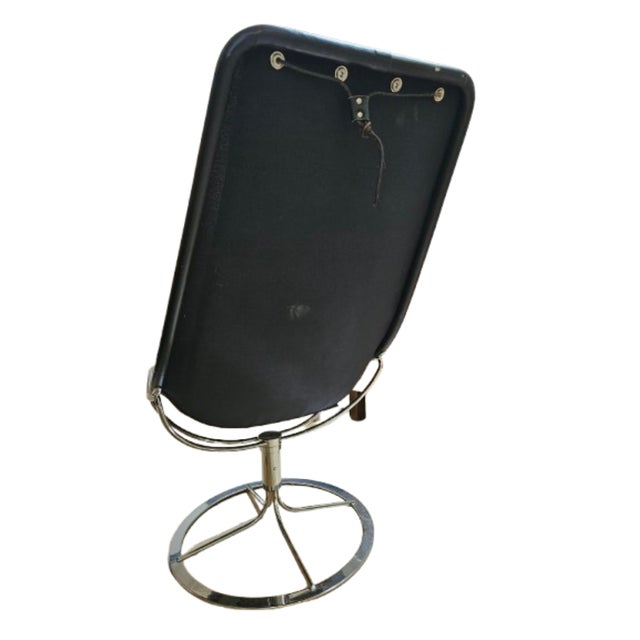 Mid-Century Modern Italian Swivel Lounge Chairs in Black Leather, 1970s, Set of 2 For Sale - Image 6 of 9