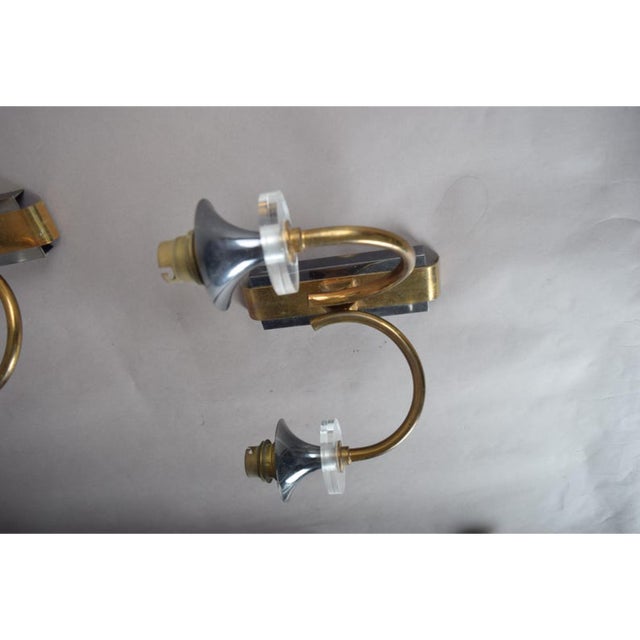 Vintage French Brass Double-Arm Wall Sconces, 1950s, Set of 2 For Sale - Image 11 of 12