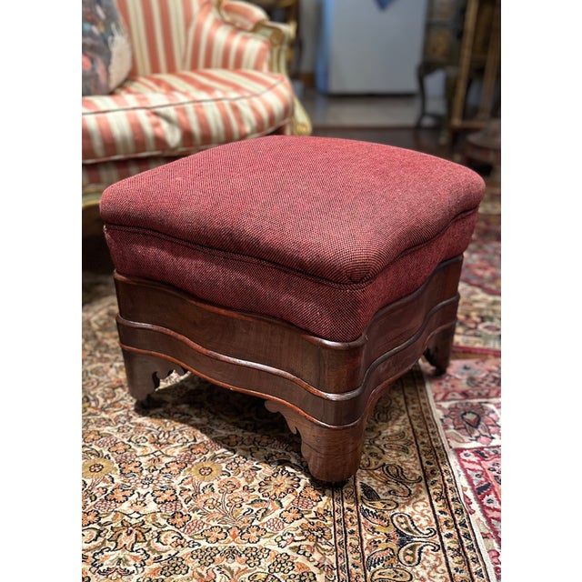 Traditional Antique American Empire Serpentine Mahogany Footstool Ottoman For Sale - Image 3 of 14