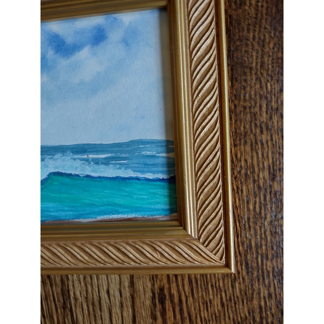 Framed Ocean View Watercolor Painting For Sale In Atlanta - Image 6 of 8