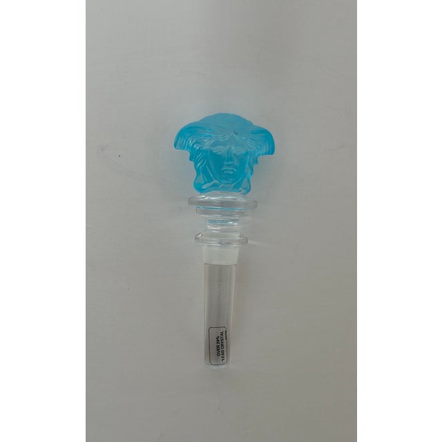 1990s Versace for Rosenthal Medusa Lumière Aquamarine Crystal Bottle Stopper For Sale In Detroit - Image 6 of 9