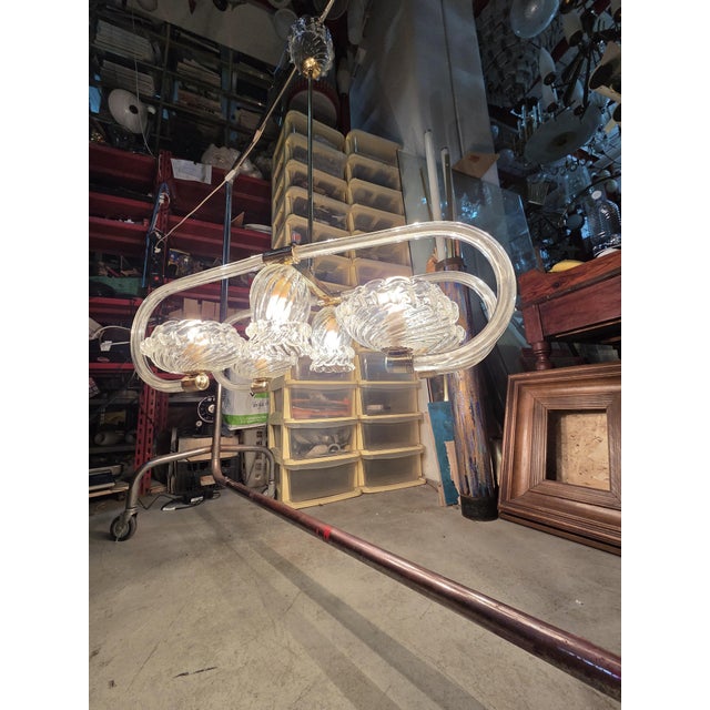 Art Deco Murano and Brass Navetta Chandelier from Barovier, 1930s For Sale - Image 16 of 18