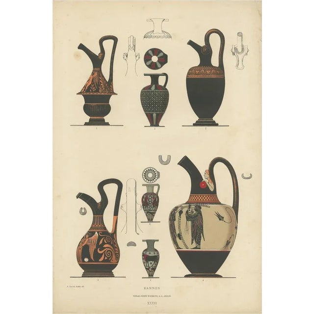 Late 19th Century Genick, Illustration of Greek Ceramic Jugs, 1883, Print For Sale - Image 5 of 5
