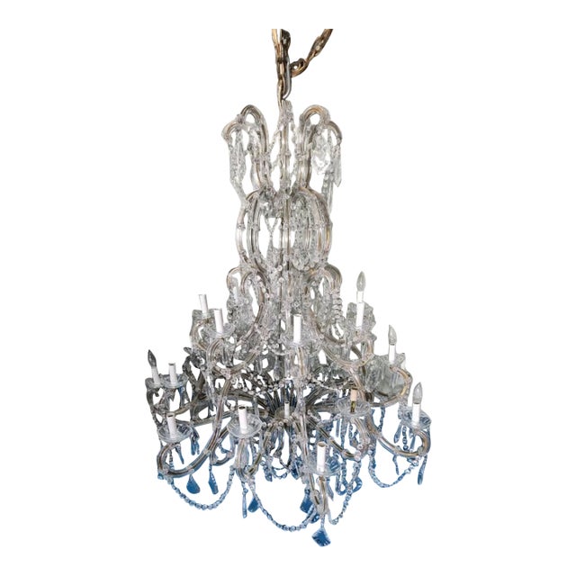 Early 20th Century Large Scale Italian Beaded Chandelier For Sale