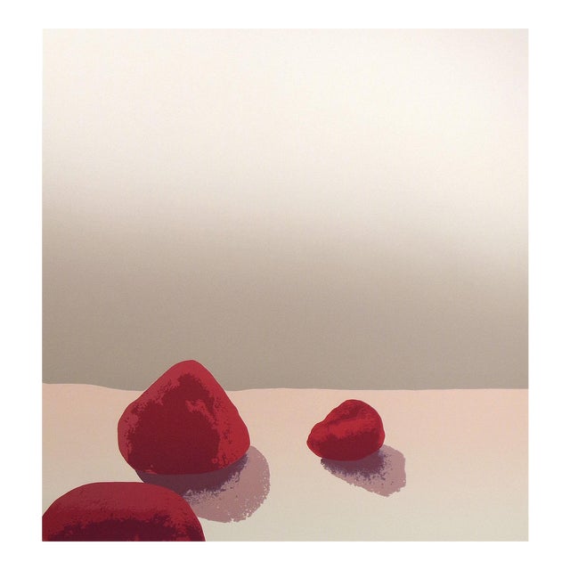 Minimalistic Landscape Serigraph Art Print, "Red Rocks Still Life" by Nancy Denison For Sale