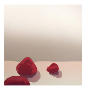 Minimalistic Landscape Serigraph Art Print, "Red Rocks Still Life" by Nancy Denison