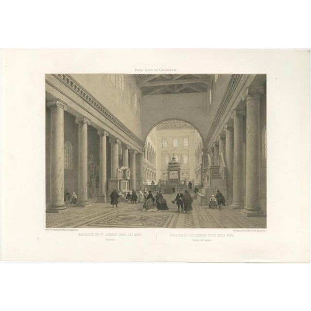 After Bayot, Basilica of San Lorenzo Fuori Le Mura Interior, 1869, Lithograph For Sale - Image 12 of 12
