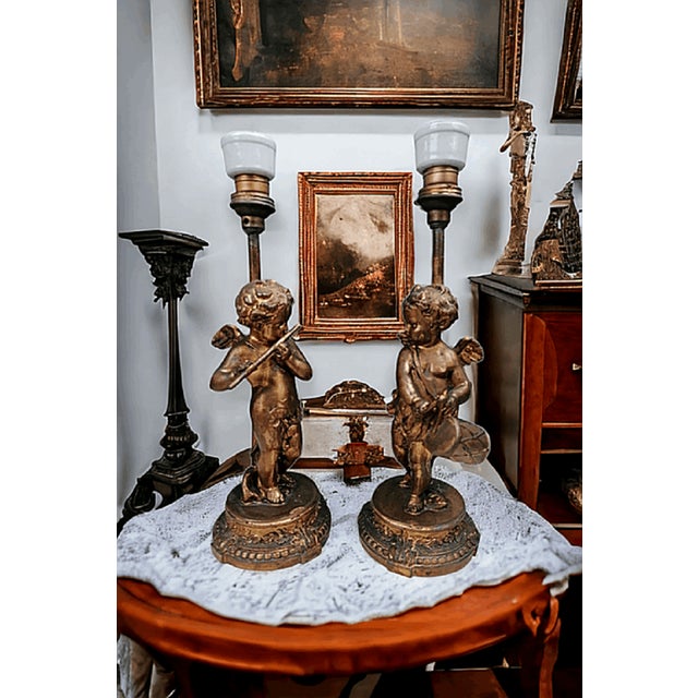 Metal Lamps in Bronze, Set of 2 For Sale - Image 7 of 7