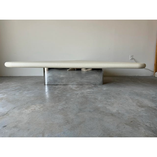 White Karl Springer - Style Grasscloth Triangular Coffee Table For Sale - Image 8 of 12
