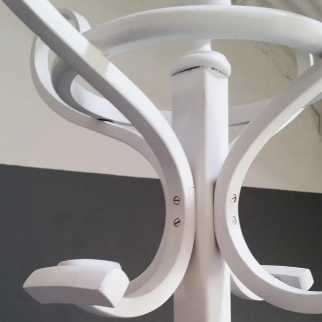 1930s Art Nouveau Bent Beech & White Lacquered Coat Rack in Thonet style For Sale - Image 5 of 7