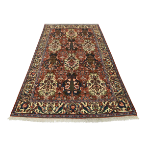 Bakhtiari Rug 6’6” X 9’9” Red Wool Vintage Hand-Knotted Carpet