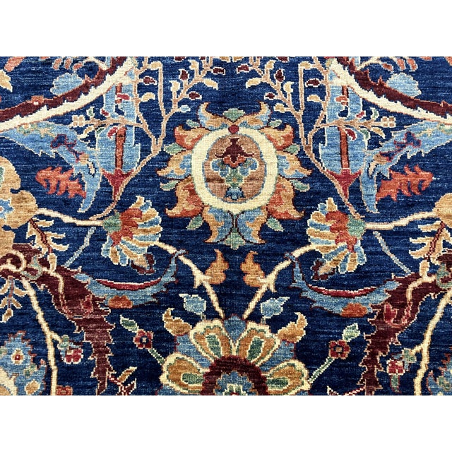Textile Navy Blue Bijar Persian Style Floral Wool Rug, 8' X 11' For Sale - Image 7 of 14