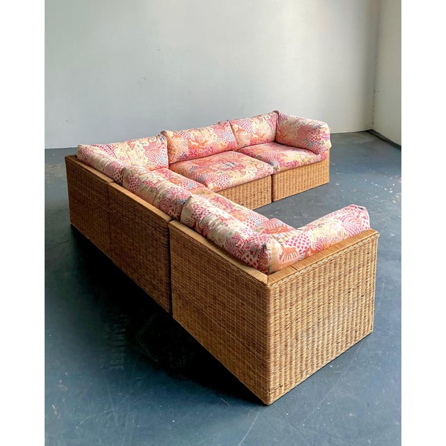 Vintage Woven Rattan Sectional Sofa For Sale - Image 10 of 17