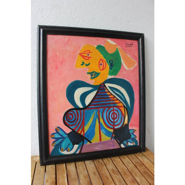 Pink Mid-Century Modern Composition, Oil Painting, 1950s, Framed For Sale - Image 8 of 14