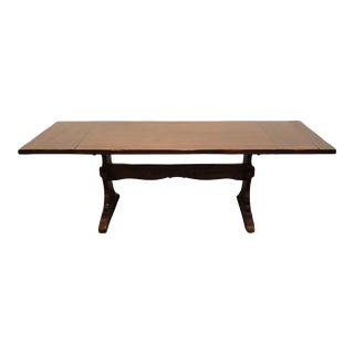 High End Vintage Solid Pine Rustic Rustic Americana 94" Trestle Dining Table 2360 5670 For Sale