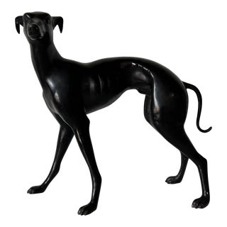 Vintage Bronze Greyhound Whippet Dog Statue Sculpture For Sale